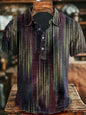 New American Retro Military Style Short Sleeved Polo Shirt with Red, Green, Black Camouflage Printed Casual Shirt