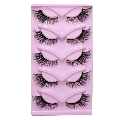 5 Pairs Cat Eye False Eyelashes Eye End Lengthening Long Curling Thick Fluffy All-match Comfortable Fake False Eyelashes
