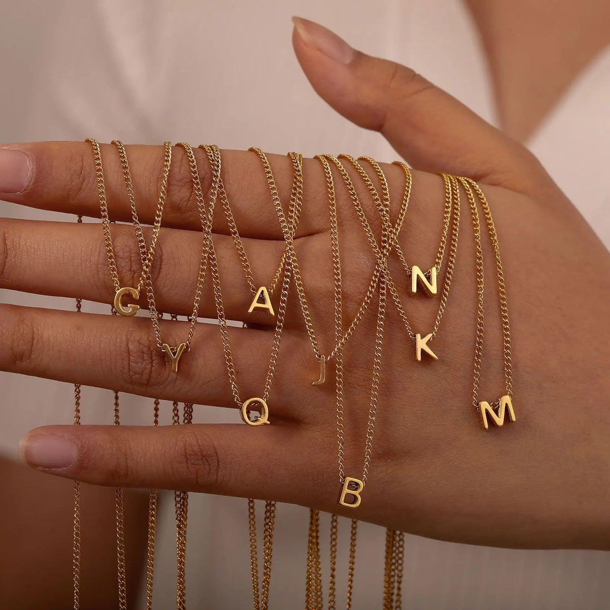 Vnox Chic Tiny A-Z Letters Necklaces for Women Girls, Gold Color Stainless Steel Initial Chokers,Small Pendent Necklaces Jewelry