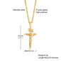 Stainless Steel Cross Necklace Catholicism Jesus Pendant Gold Color Collar Church Prayer Faith Jewelry for Men Women Gift
