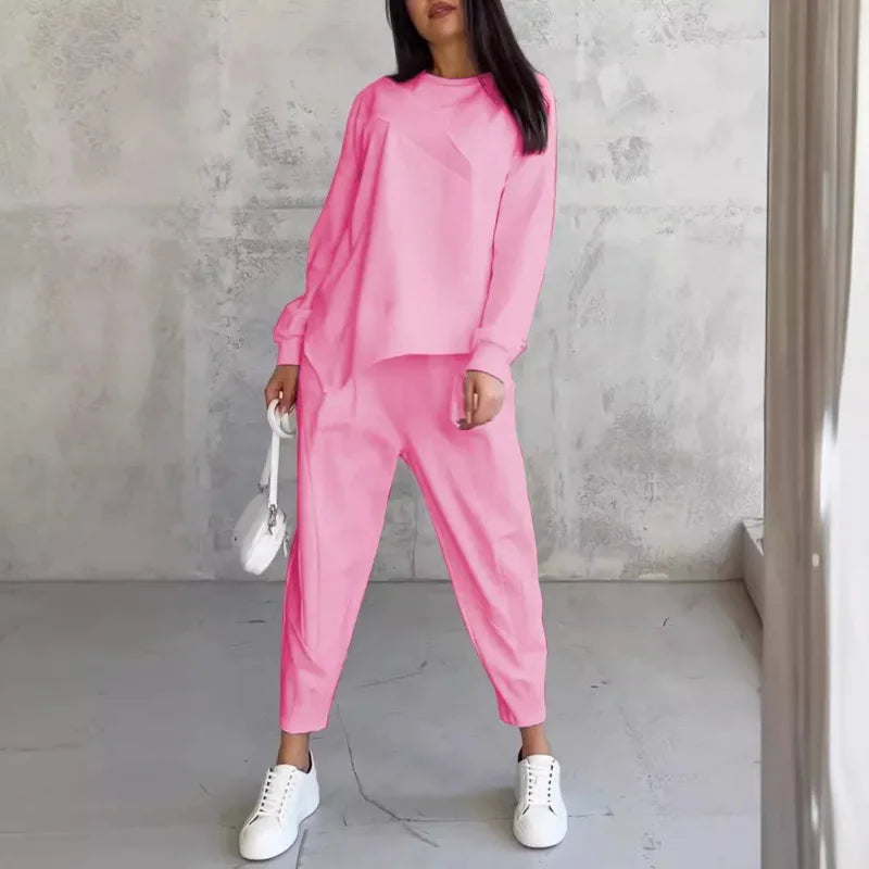 Autumn Winter Solid Color Casual Loose Irregular Long Sleeve Hoodie