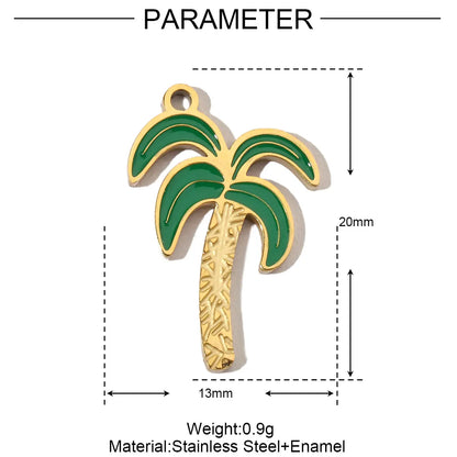 3pcs/Lot Stainless Steel Enamel Plam Flip Flop Shell Diy Charm Women Watermelon Strawberry Necklace Pendant Summer Ocean Jewelry