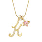 Fashion Letter Necklace for Women Pink Zircon Heart-shaped Pendant Suitable for Girls to Wear Personalized Gold-plated Jewelry