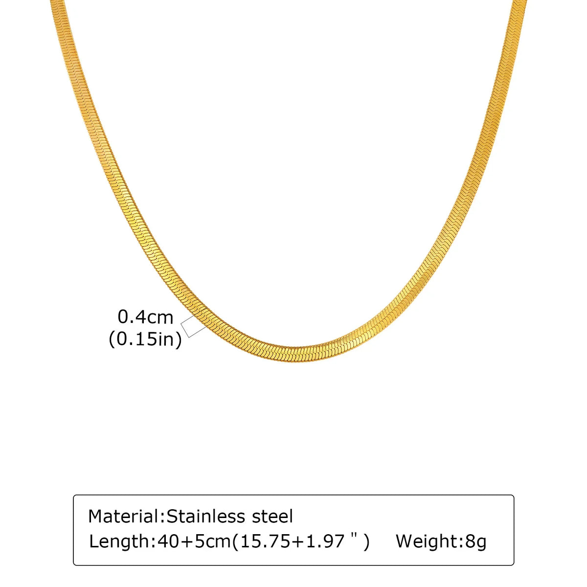 Stainless Steel Snake Chain Necklace for Women Men, Silver Color Herringbone Choker Flat Neck Chain 40-60cm Summer Jewelry