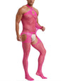 New Sexy Halter Men Fishnet Bodystockings Women Erotic Lingerie Open Crotch White Crotchless Teddies Bodysuit Underwear Costumes