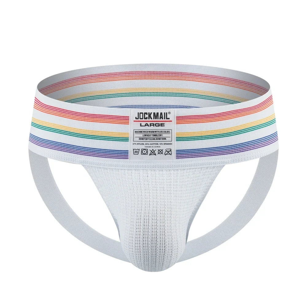 JOCKMAIL Sexy Underwear Men Thong Jockstrap Lingerie G String Man Penis Pouch Cueca Homem Underpants Wide Waistband Panties