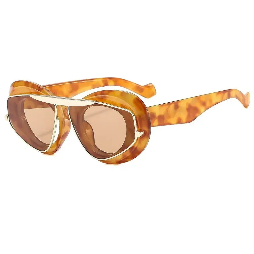 New Y2k Fashion Large Frame Sunglasses Ins Street Shot Cat's Eye Glasses Retro Personality Anti-ultraviolet Sunglasses