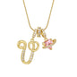 Fashion Letter Necklace for Women Pink Zircon Heart-shaped Pendant Suitable for Girls to Wear Personalized Gold-plated Jewelry