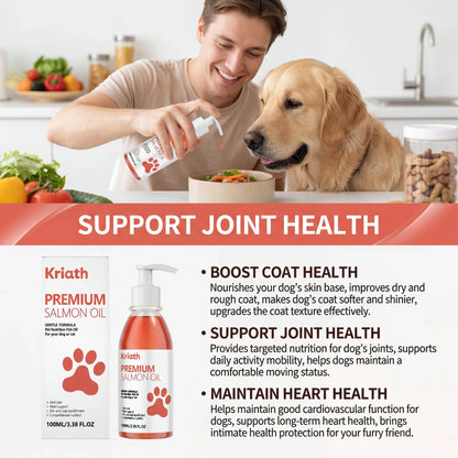 Natural Salmon Oil for Pets Dog Food Topper Liquid Vitamin E Supplement Shiny Coat and Heart Health Gentle Formula Pump Bottle