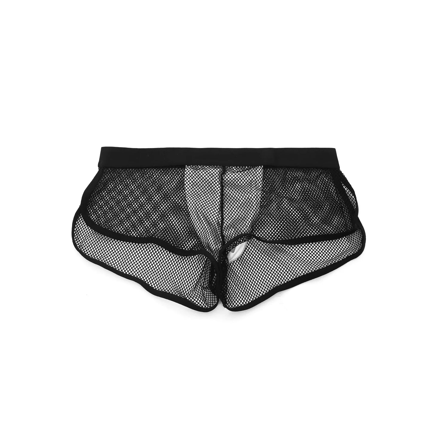Sexy Man Boxers Transparent Mesh Underwear Men's Inner Pouch Panties Side Split See Through Boxer Shorts Boxershorts Underpants