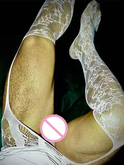 New Sexy Halter Men Fishnet Bodystockings Women Erotic Lingerie Open Crotch White Crotchless Teddies Bodysuit Underwear Costumes