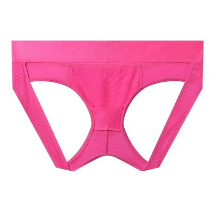 Sexy Men Thong Underwear Jockstraps Crotchless Underpants Low Waist Bikini Panties Mesh Elastic Thread Skin Friendly Lingerie
