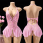 Sexy Hot Bra For Women Lingerie Set Ultra-thin Lace Hollow Bra Set Transparent Crotchless BacklessDress Deep V Open Bra Underwea