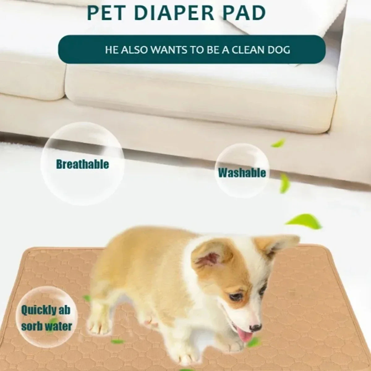 Dog Pee Pad Reusable Washable Dog Urine Mat Car Seat Floor Sofa Waterproof Absorbent Puppy Cat Training Diaper Mat Pet Supplies