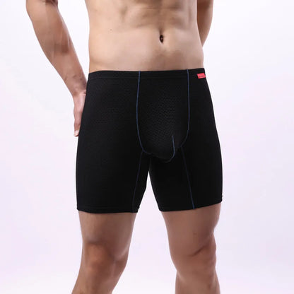 Mens Long Legs Boxer Briefs Breathable Pouch Trunks Casual Underwear Men Stretch Shorts