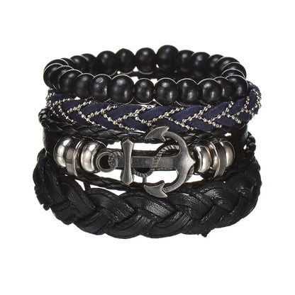 MeMolissa New Fashion Braided Wrap Leather Bracelets for Men High Quality Vintage Charm Wood Beads Ethnic Tribal Wristbands
