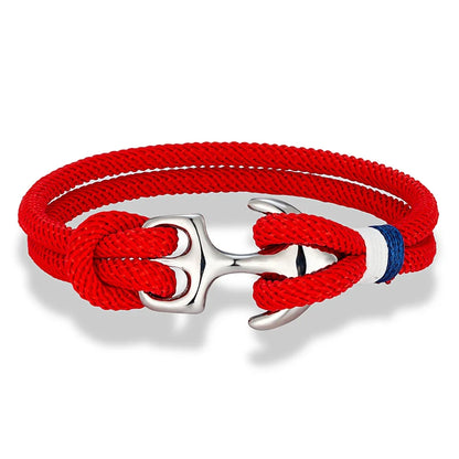 MKENDN Creative Contrast Double Strand Anchor Bracelets Men Women Nautical Survival Rope Bracelets Stainless Steel Anchor Buckle