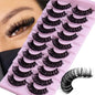 10 Pairs D Curl False Eyelashes Russian Volume Strip Lashes Fluffy Thick Wispy Fake Eyelashes for Party Stage Makeup
