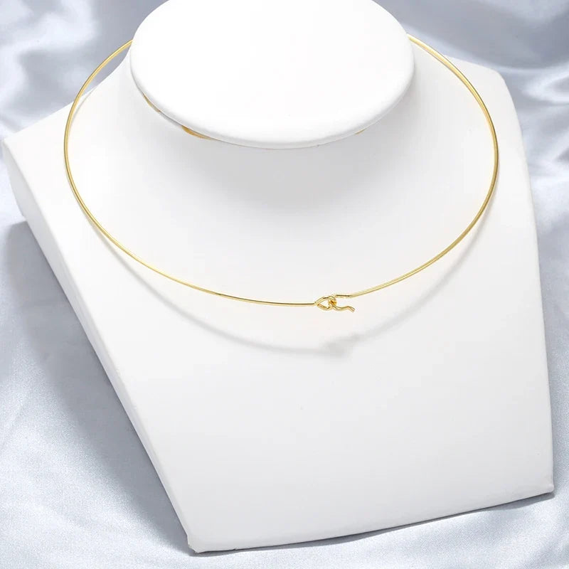 316L Stainless Steel Heart Round Adjustable Collar Women's Necklace Simple Open Neck Metal Jewellery Accessories: VL534 VL535