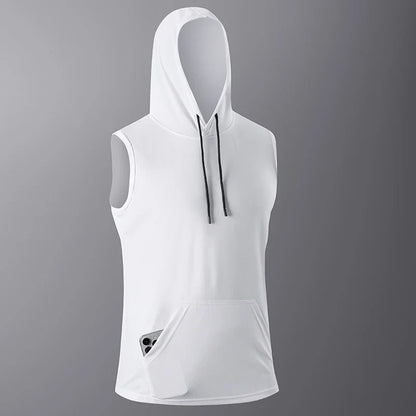 Men's Quick-Dry Gym Hoodie T-Shirt Black