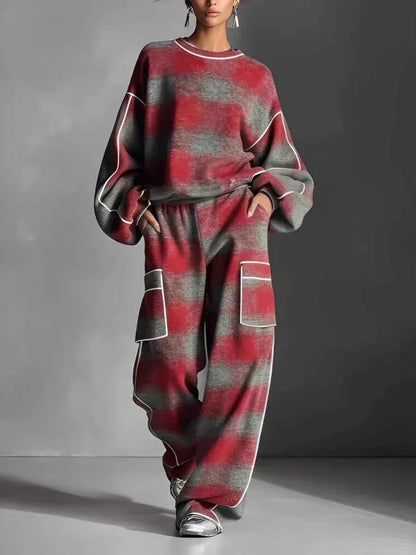 Women’s Plaid Oversized Tracksuit 2 Piece Set