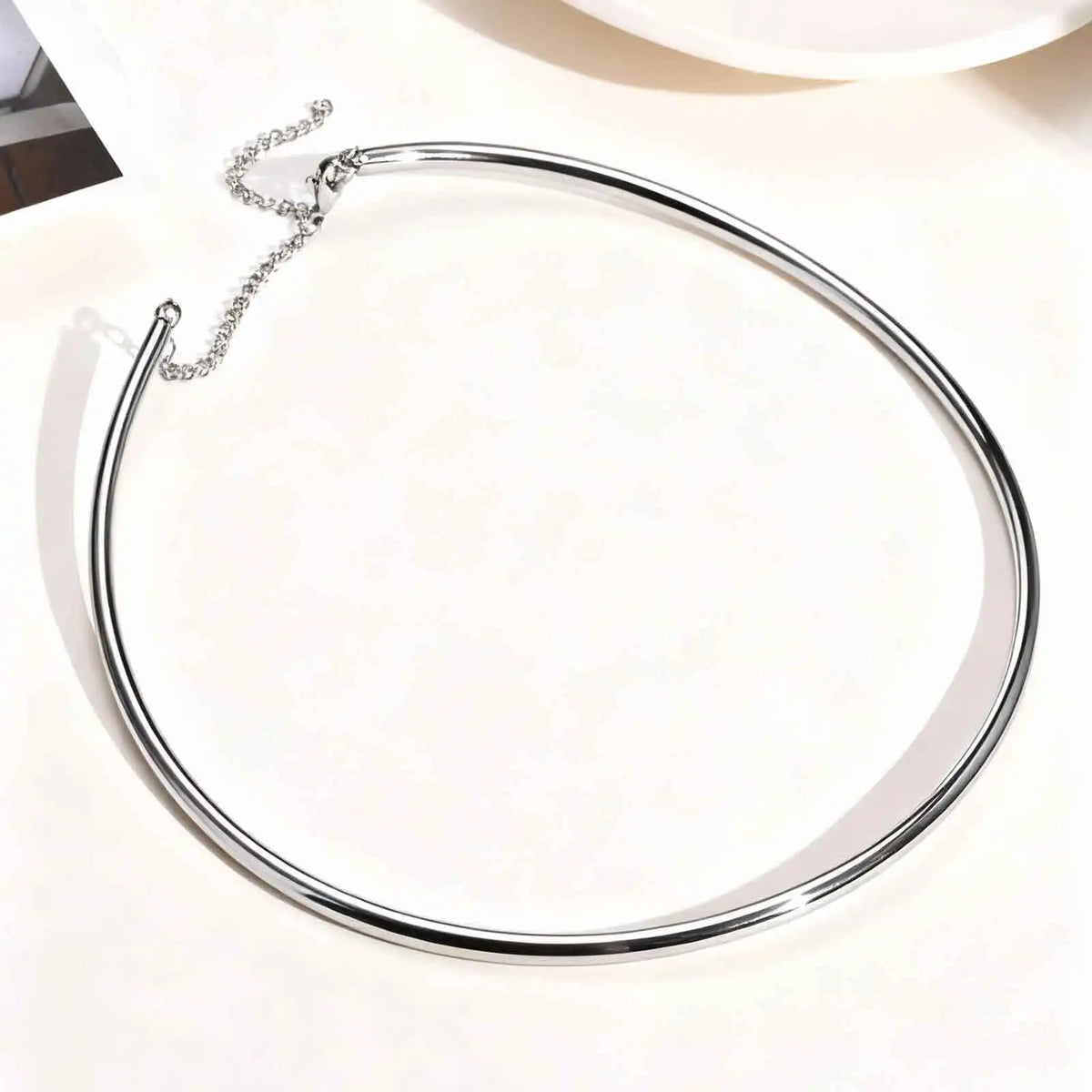 Dainty 4MM Wide Choker Necklace for Women,Silver Color Stainless Steel Necklaces, Torques Young Girls Gift Waterproof Jewelry