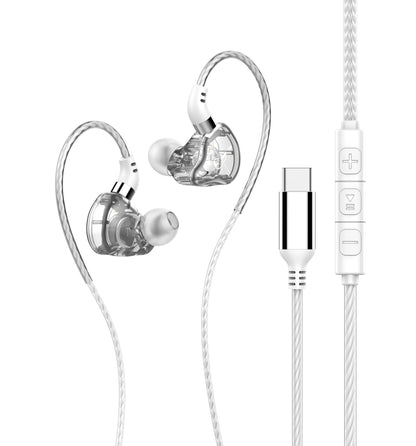 Type-C Wired Headphones HiFi Bass Stereo USB C Earphone 3.5MM in-Ear Earbuds with Mic Sports Subwoofer Music Headset for Samsung