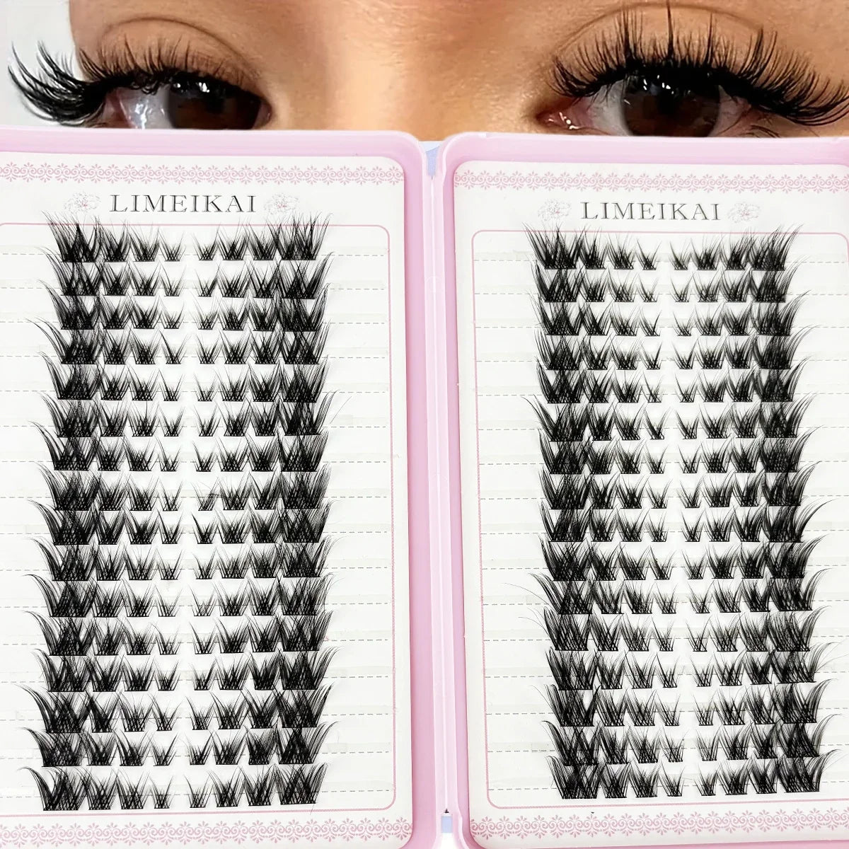 32Rows Fox Eye Manga False Eyelashes Large Capacity Tapered Thick Segmented Individual Cluster Lash Extensions Enlarge Eyes