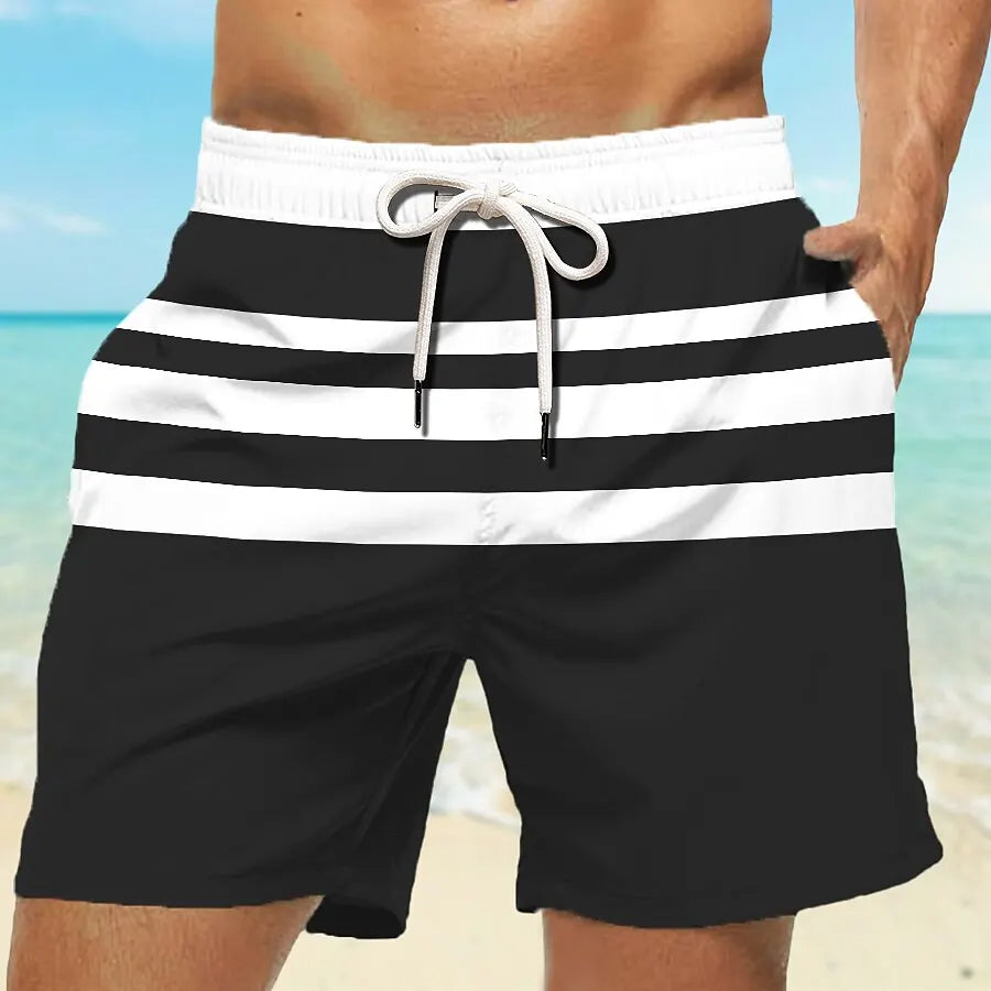 Men's Relaxed Fit Shorts with Sleek 3D Line Patterns – Modern, Breathable & Perfect for Casual Street Style