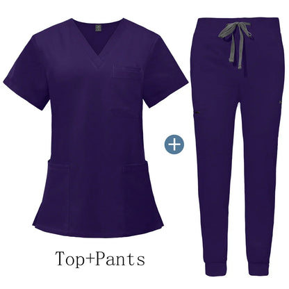 Unisex V-Neck Scrub Set with Jogger Pants
