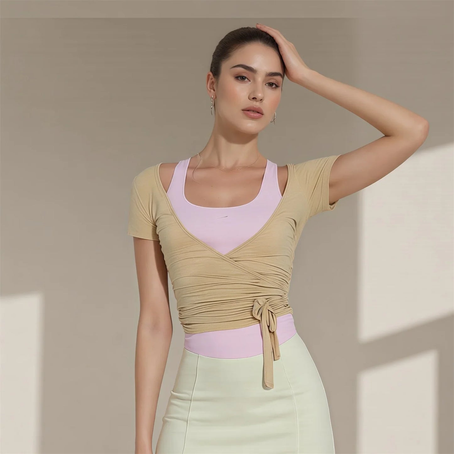 Chic Women's Athleisure V Neck Crop Top