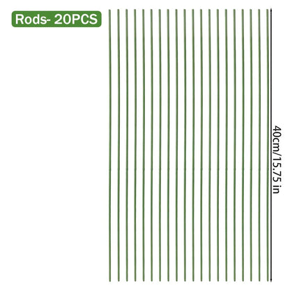 Plant Support Stakes with Orchid Clips Ties Bendable Single Stem Support Rods Holder Sticks for Potted Plants Flowers Vegetables