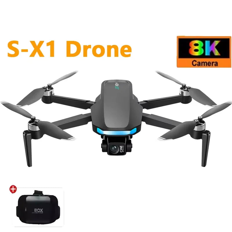 S-X1 New 5G GPS 8K HD EIS Cameras Drone with Screens 3-Axis Anti-shake Gimbal 8K Aerial Brushless Drones RC Quadcopters Mini UAV