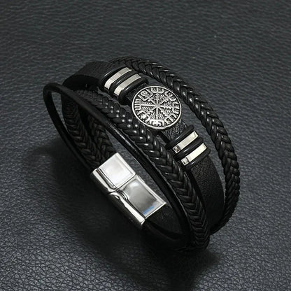Men's Musical Symbol Leather Bracelet Vintage Creative Men's Bracelet Music Symbol Simple Leather Multi-Layer Bracelet