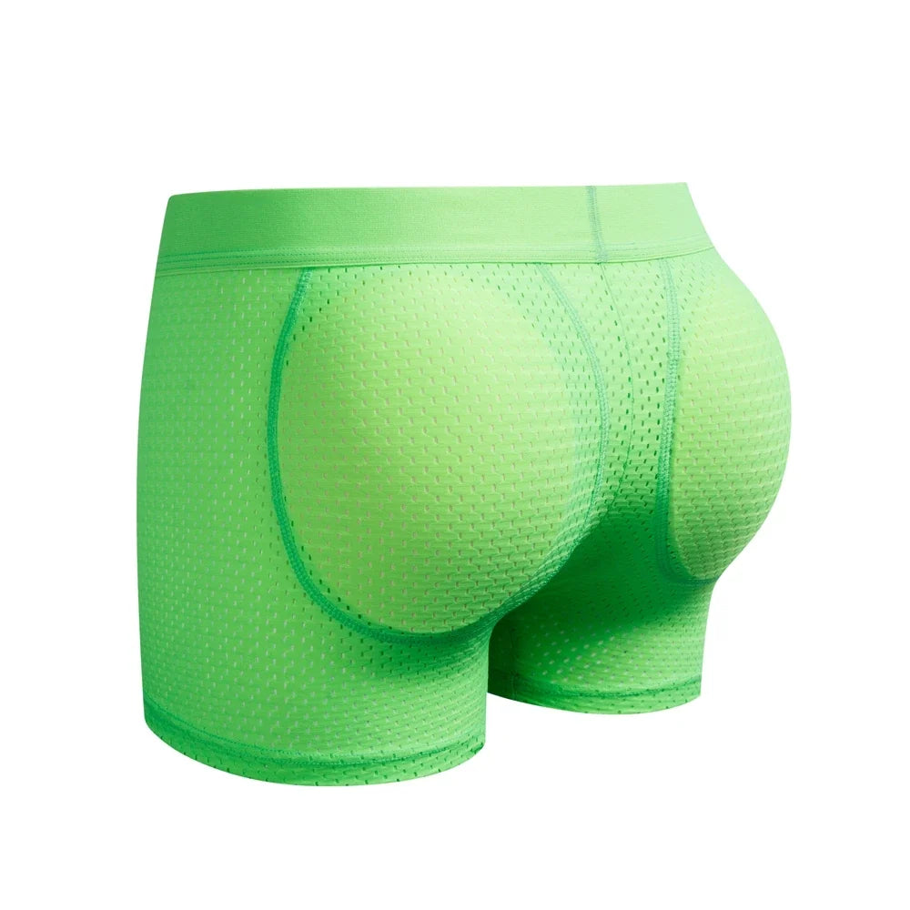 Mesh Mens Padded Underwear Men's Sexy Fashion Ice Silk Mesh Breathable Soft Comfortable Butt Lift Boxer Briefs Underwear