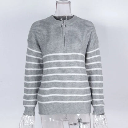 Spring Women Sweater Striped O-neck Long Sleeve Warm Thick Sweaters Female Spring New Trendy Elegant Casual Ladies Clothes
