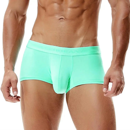 SEOBEAN Men’s Low-Waist Boxers with Contour Pouch – Nylon Spandex Blend