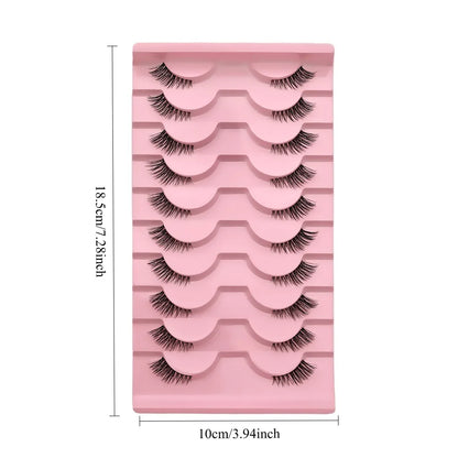 Clear Band Half False Eyelashes Natural Wispy Faux Mink Lashes Lightweight Reusable Comfortable Eye Lash for Daily Beauty Makeup