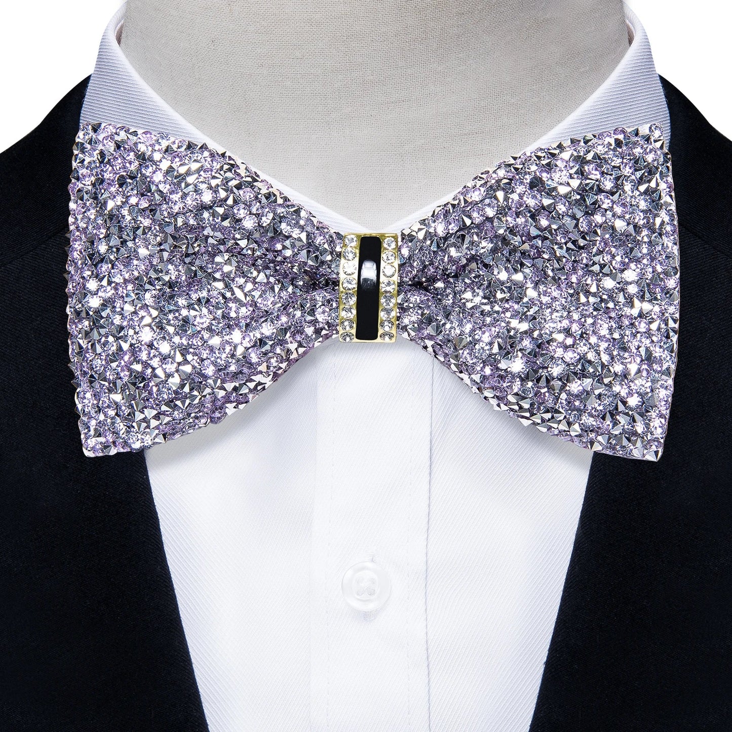 Sparkle Rhinestone Bow Ties for Men Pre-Tied Diamond Sequin Bowtie with Adjustable Length Wedding Party
