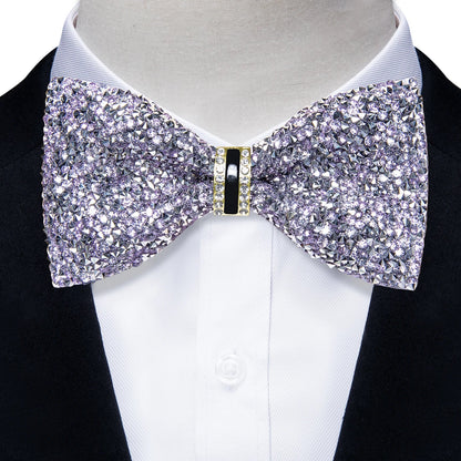 Sparkle Rhinestone Bow Ties for Men Pre-Tied Diamond Sequin Bowtie with Adjustable Length Wedding Party