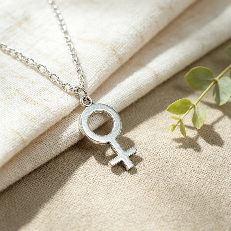 Female Symbol Pendant Necklace - Minimalist Metal Jewelry for Women and Girls