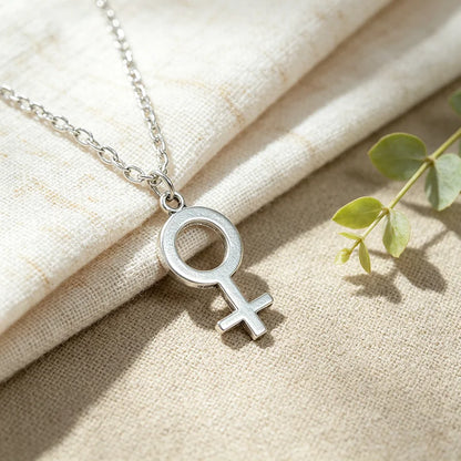 Female Symbol Pendant Necklace - Minimalist Metal Jewelry for Women and Girls