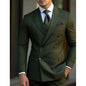 man 2 piece outfit set Pointed collar high-quality slim jackets men's suit with peak lapel for wedding Summer beach
