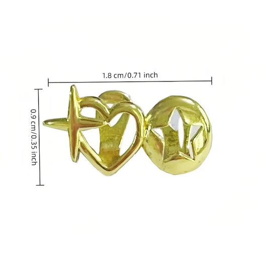 For Women Men Vintage Silver Color Double Love Star Tooth Grills Couple Punk Hip Hop Hollow Heart Teeth Caps Jewelry Accessories