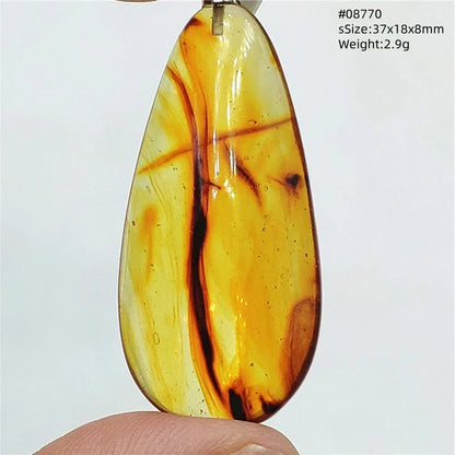 Natural Amber Pendant From Baltic Flower Yellow Amber Water Drop Women Men Jewelry Reiki Stone Women Men AAAAAAA