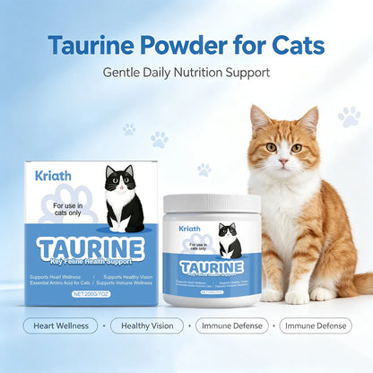 Cat Taurine Powder Supplement Support Cat Heart Wellness Healthy Healthy Eyesight Pet Body Daily Care Nutrition Powder