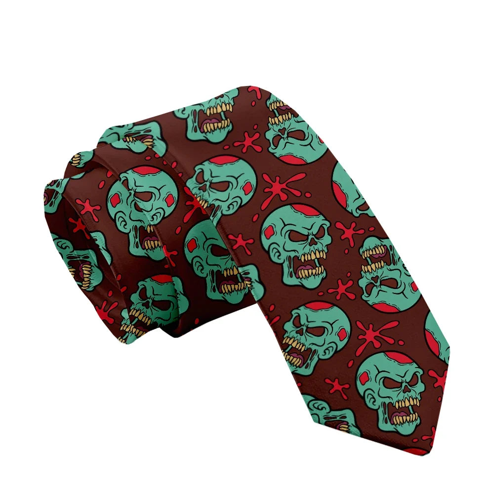 Fashion skull 3D printed tie art design personality tie adult 8cm wide polyester slim shirt suit party accessories