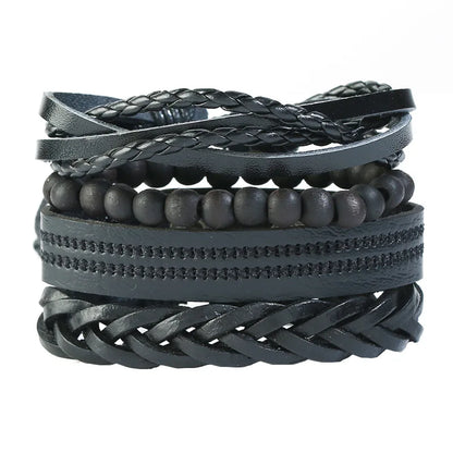Modyle Multi-layer Gothic Leather Bracelet Set Punk Viantage Wings Charms Handwoven Bracelets for Men Jewelry Gifts