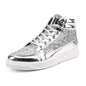 Fashion Men High Top Sneakers Male Ankle Boots Gold Luxury Glitter