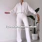 Fashion Women's Suit Zipper Trousers Round Neck Sweatshirt Wide Leg Trousers 2 Piece Set Conjuntos De Pantalón Fall Clothes 2025